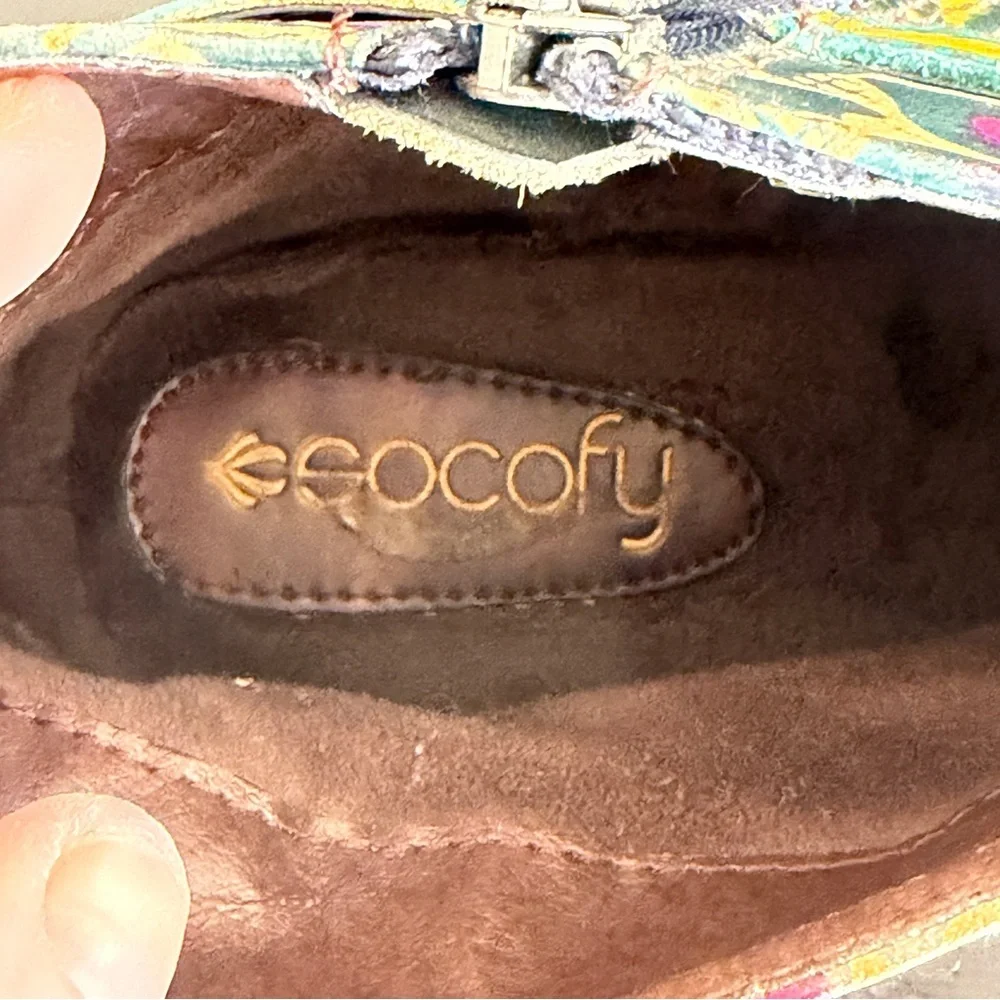 Socofy Leather Art To Wear Boho Floral Ankle Boots Hippie Artisan EU 40 US 9